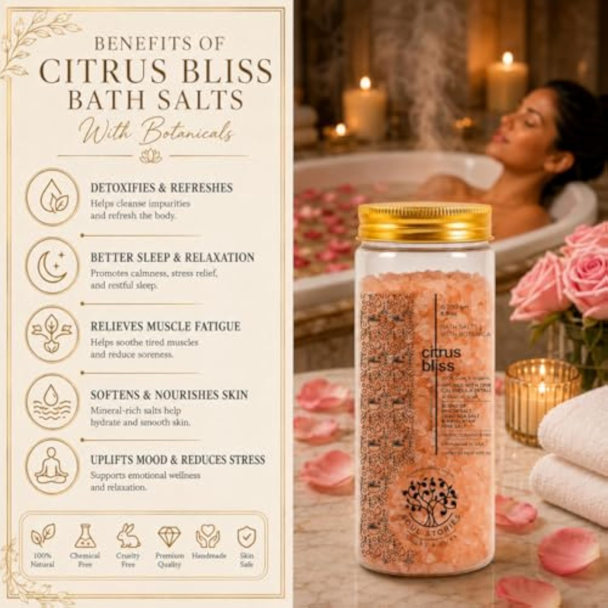 Relaxing Bath Salt for Body & Mind, Promotes Restful Sleep